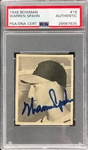 1949 Bowman #18 Warren Spahn Signed Card - Encapsulated PSA/DNA
