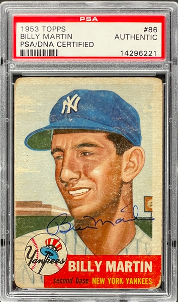 1953 Topps #86 Billy Martin Signed Card - Encapsulated PSA/DNA