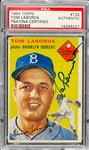 1954 Topps #132 Tom Lasorda Signed Card - Encapsulated PSA/DNA