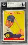 1958 Topps #448 Charlie Lau Signed Card - Encapsulated Beckett Authentic