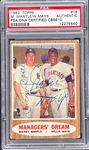 1962 Topps #18 Mickey Mantle & Willie Mays Signed Card - Encapsulated PSA/DNA