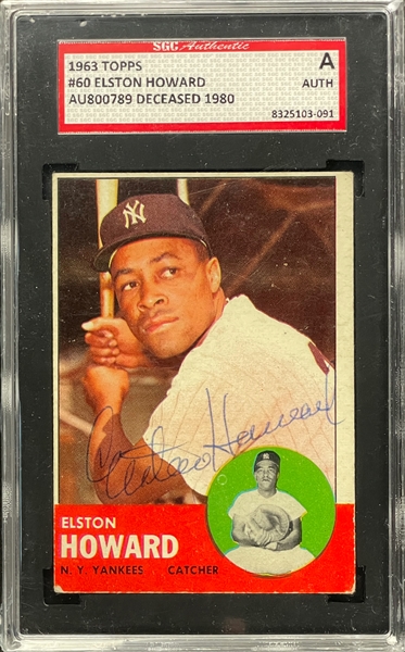 1963 Topps #60 Elston Howard Signed Card - Encapsulated SGC Authentic
