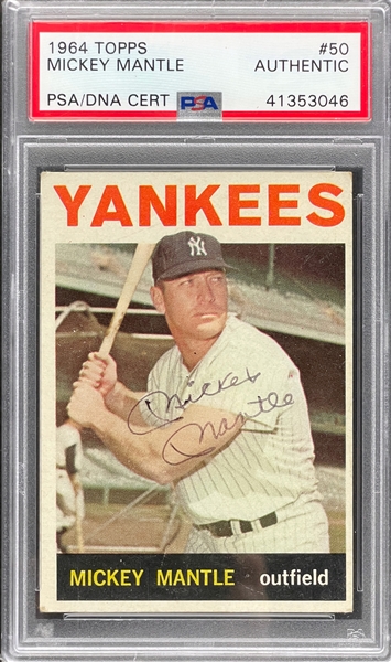 1964 Topps #50 Mickey Mantle - Encapsulated PSA/DNA
