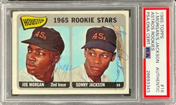 1965 Topps #16 Joe Morgan & Sonny Jackson Signed Card - Encapsulated PSA/DNA