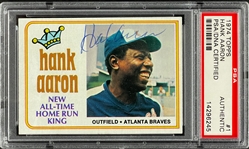 1974 Topps #1 Hank Aaron Signed Card - Encapsulated PSA/DNA