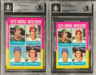 1975 Topps #623 Keith Hernandez Signed Cards (2)  - Encapsulated Beckett Authentic