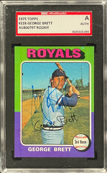 1975 Topps #228 George Brett Signed Card - Encapsulated SGC Authentic