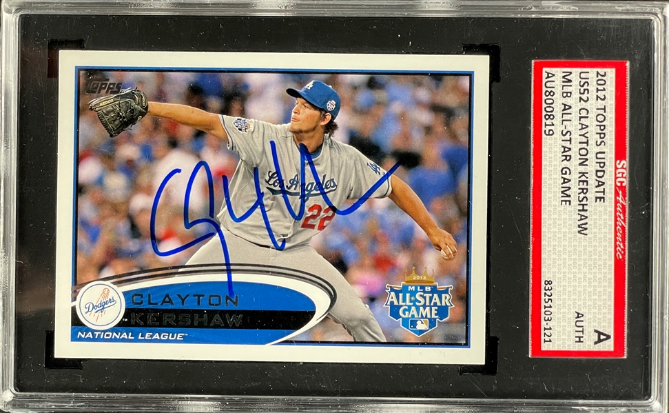 2012 Topps Update #US52 Clayton Kershaw Signed Card - Encapsulated SGC Authentic