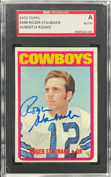 1972 Topps #200 Roger Staubach Signed Card - Encapsulated SGC Authentic