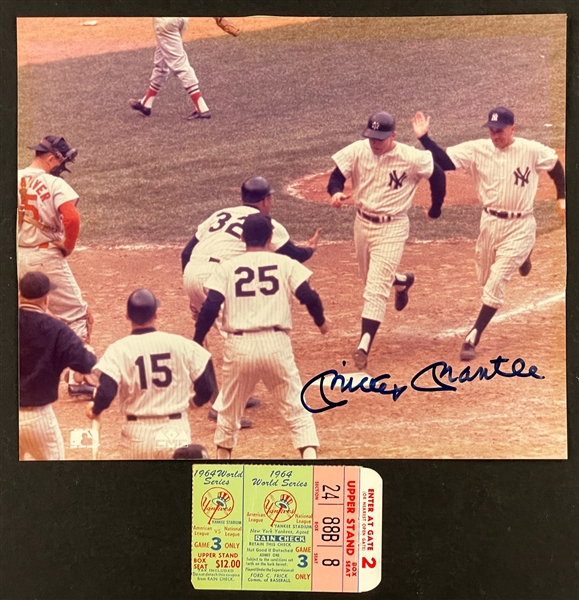 Mickey Mantle Signed 8x10 Photo of 1964 World Series Walk Off Home Run (Beckett Authentic)