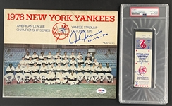 1976 Chris Chambliss Signed New York Yankees ALCS Game 5 Program and Ticket - His Series Walk-Off Home Run (PSA/DNA)