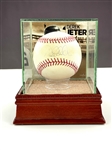 Derek Jeter Single Signed Baseball in Yankee Stadium Field Dirt Display (Beckett Authentic)