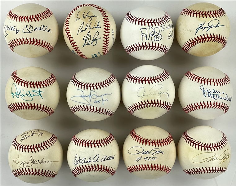 Hall of Famer and Superstars Signed Baseball Collection of 24 Incl. Mickey Mantle, Hank Aaron and Tony Gwynn (Beckett Authentic)