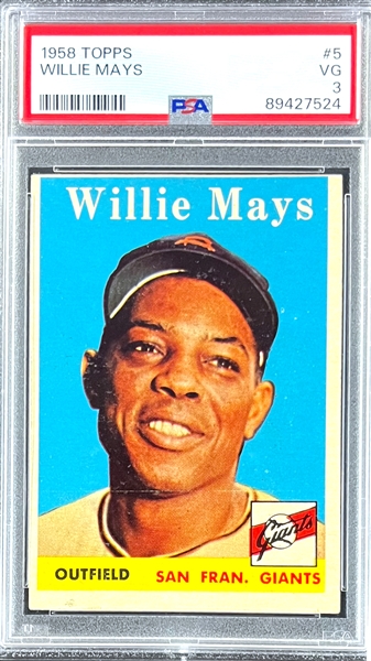 1958 Topps #5 Willie Mays - PSA VG 3