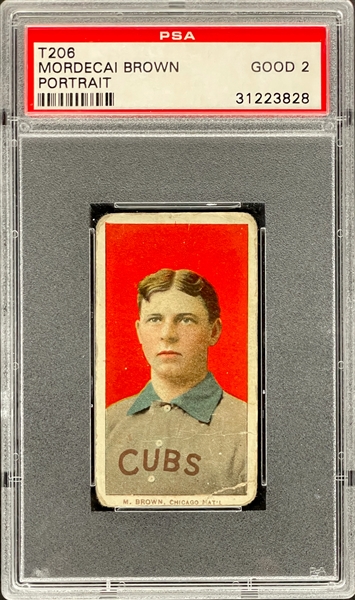 1909-11 T206 Piedmont 350 Mordecai Brown (Portrait) - PSA GD 2