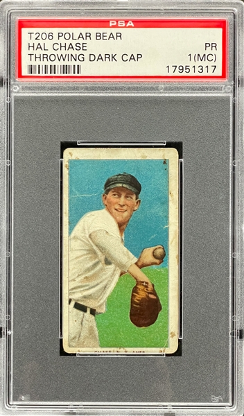 1909-11 T206 Polar Bear Hal Chase (Throwing Dark Cap) - PSA PR 1 (MC)