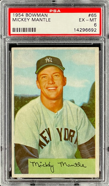 1954 Bowman #65 Mickey Mantle - PSA EX-MT 6