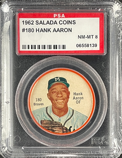 1962 Salada Coins #180 Hank Aaron - PSA NM-MT 8