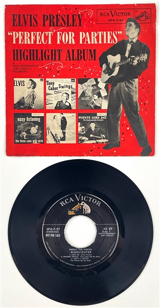 1956 Elvis Presley EP <em>Perfect for Parties Highlight Album</em> (SPA 7-37) 45 EP with Picture Sleeve