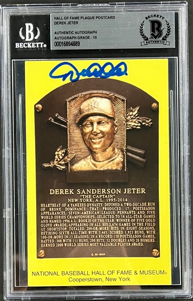 2021 Derek Jeter Signed Yellow Hall of Fame Plaque (Encapsulated Beckett Authentic)