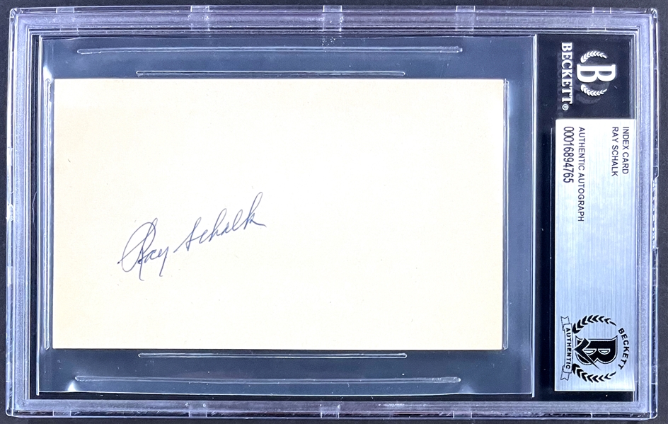 Ray Schalk Signed Index Card  (Encapsulated Beckett Authentic)