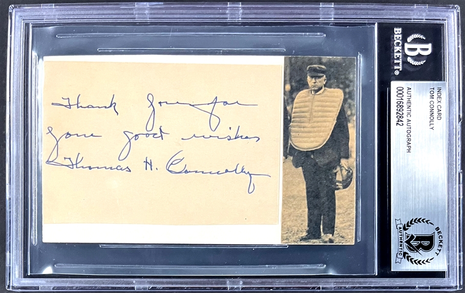 Thomas H. Connolly Signed Index Card  (Encapsulated Beckett Authentic)