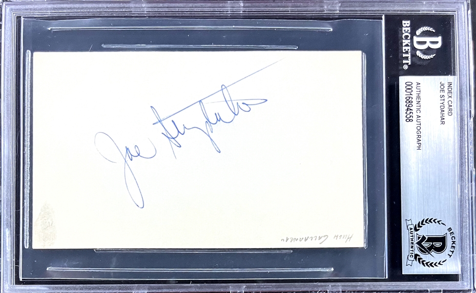 Joe Stydahar Signed Index Card  (Encapsulated Beckett Authentic)