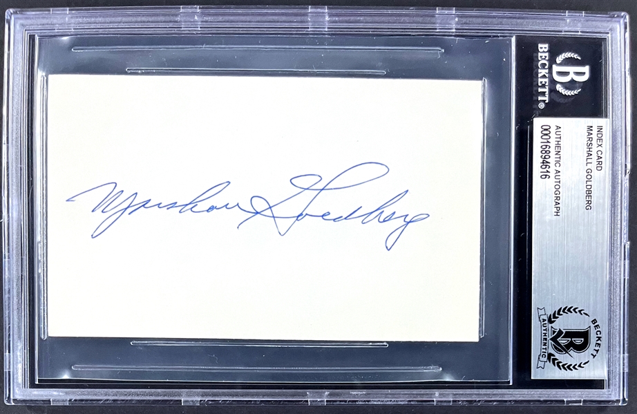 Marshal Goldberg Signed Index Card  (Encapsulated Beckett Authentic)