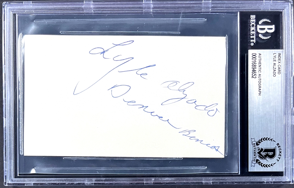 Lyle Alzado Signed Index Card  (Encapsulated Beckett Authentic)