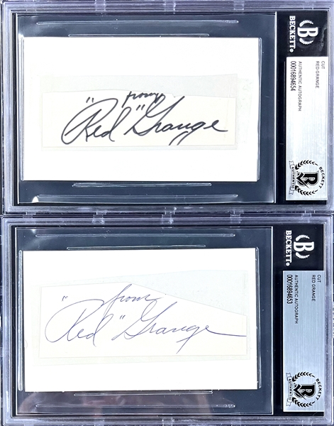 Red Grange Cut Signatures (2) (Encapsulated Beckett Authentic)