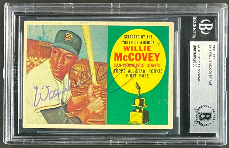 1960 Topps #316 Willie McCovey Signed Rookie Card  (Encapsulated Beckett Authentic)