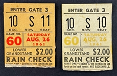1961 New York Yankees Ticket Stubs from Roger Maris HR #51 Game (2)