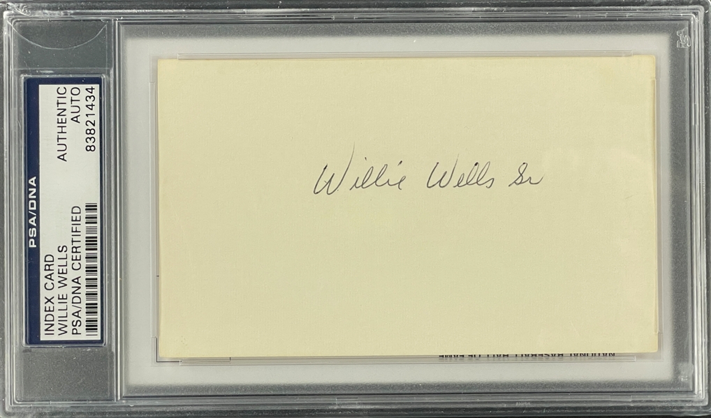 Willie Wells Signed Index Card Encapsulated PSA/DNA