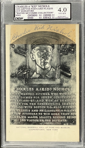 Kid Nichols Cut Signature on Yellow Hall of Fame Plaque Encapsulated Beckett Authentic