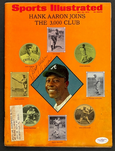 Hank Aaron Signed May 25, 1970, <em>Sports Illustrated</em> "Joins the 3,000 Club" (JSA)