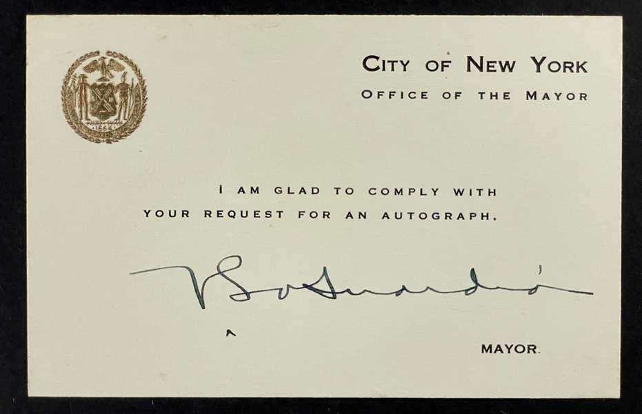 New York City Mayor Fiorello Laguardia Signed Auograph Request Card (JSA)