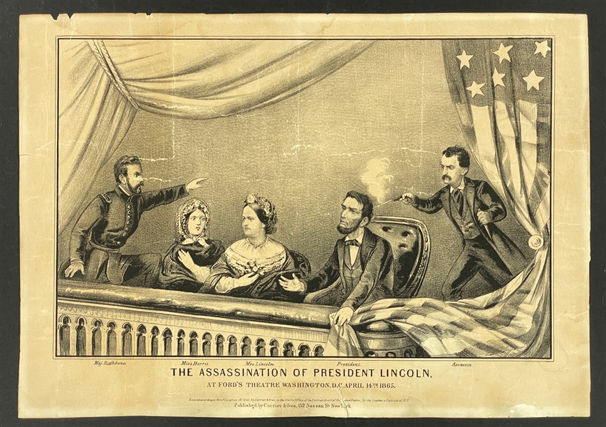 1865 Currier & Ives "The Assassination of President Lincoln" Lithograph