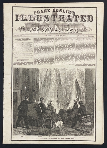 1865 Lincoln Assassination Newspaper <em>Frank Leslies Illustrated</em> Incredible Artwork