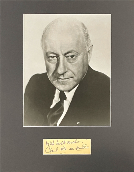 Cecil B. DeMille Cut Signature with 8x10 Photo Display Plus Small Signed Photo (JSA)