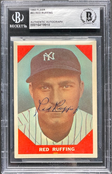 1960 Fleer #63 Red Ruffing Signed Card (Beckett Encapsulated)