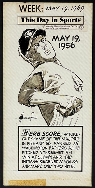 1956 Herb Score “This Day In Sport” Original Artwork by Len Hollreiser