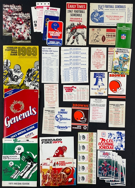 1950s to 1980s NFL, AFL, CFL, WFL and NCAA Football Schedules Collection of 74 Pieces 