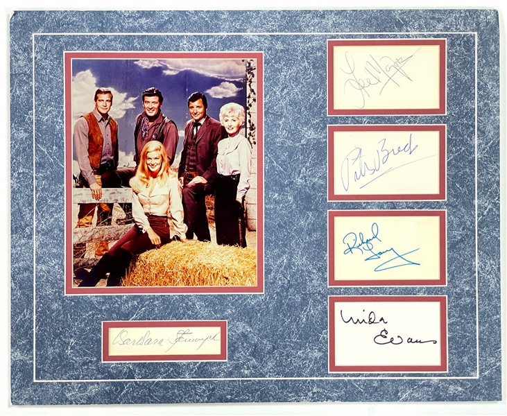 <em>The Big Valley</em> Cast Signed Dispaly with Barbara Stanwyck and Linda Evans (JSA)