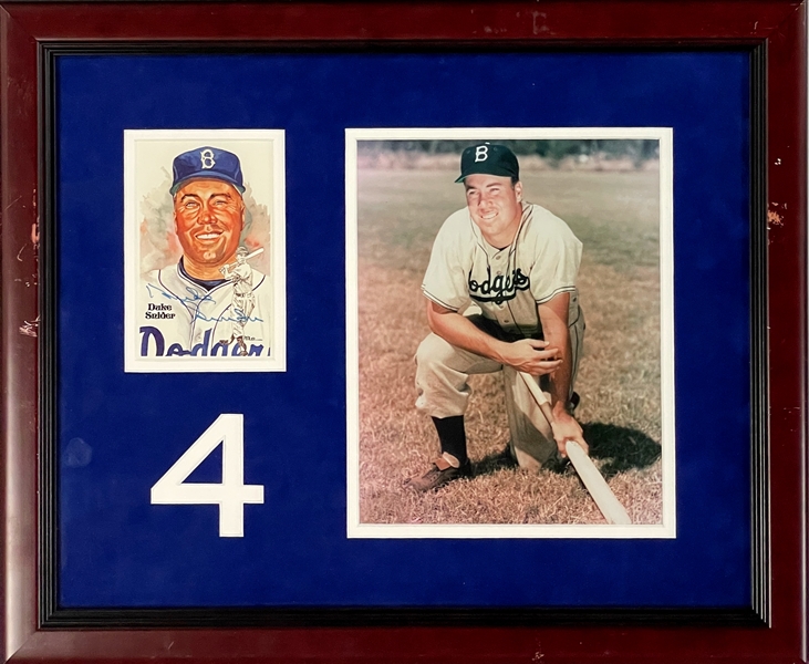 Duke Snider Single Signed Baseball and Signed Perez Steel Postcard in Framed Display (JSA)