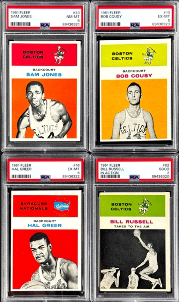 1961 Fleer Basketball Collection of 21 Incl. Four PSA-Graded Cards