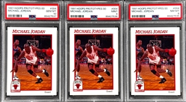 1991-92 Topps and Hoops Michael Jordan Prototype Cards - with Three PSA Graded (4)