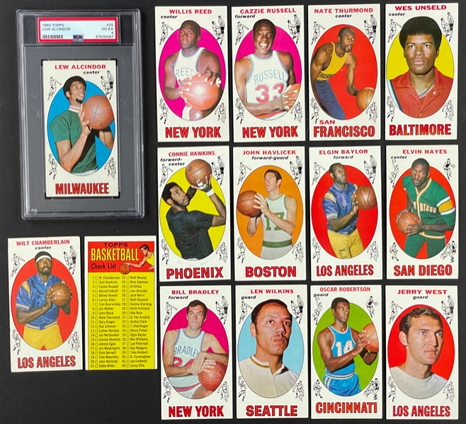 1969 Topps Basketball Complete Set (99) Including #25 Lew Alcindor PSA VG-EX 4