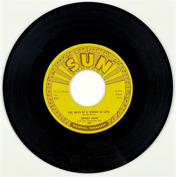 1958 Johnny Cash SUN 302 45 RPM Single "The Ways of a Woman in Love" - Near Mint+ - Marion Keisker (Sun Records) FILE COPY
