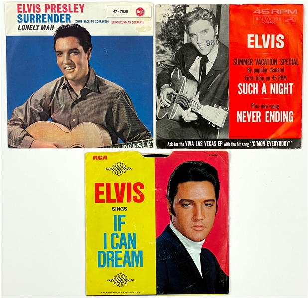1960s Elvis Presley RCA 45 RPM Singles All Marion Keisker (Sun Records) MINT FILE COPIES (3)