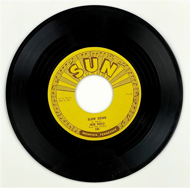 1956 Jackie Earls (Rockabilly Legend) SUN 240 45 RPM Single "Slow Down" / "A Fool for Lovin You" -  MINT - Marion Keisker (Sun Records) FILE COPY